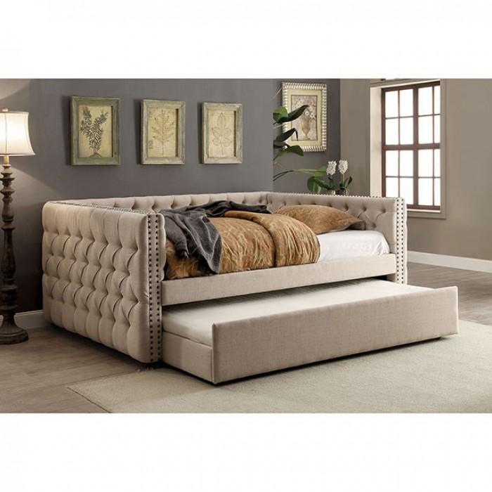 Contemporary Daybed SUZANNE CM1028F CM1028F-BED in Beige Fabric