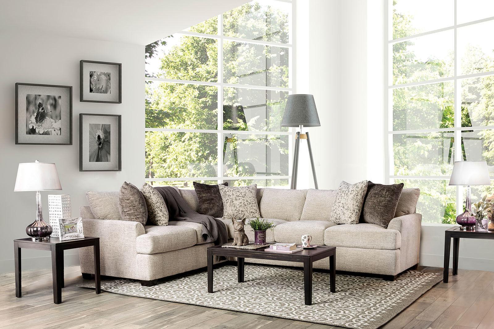 

    
Ivory Chenille Sectional Sofa ALISA SM3079 Furniture of America Transitional
