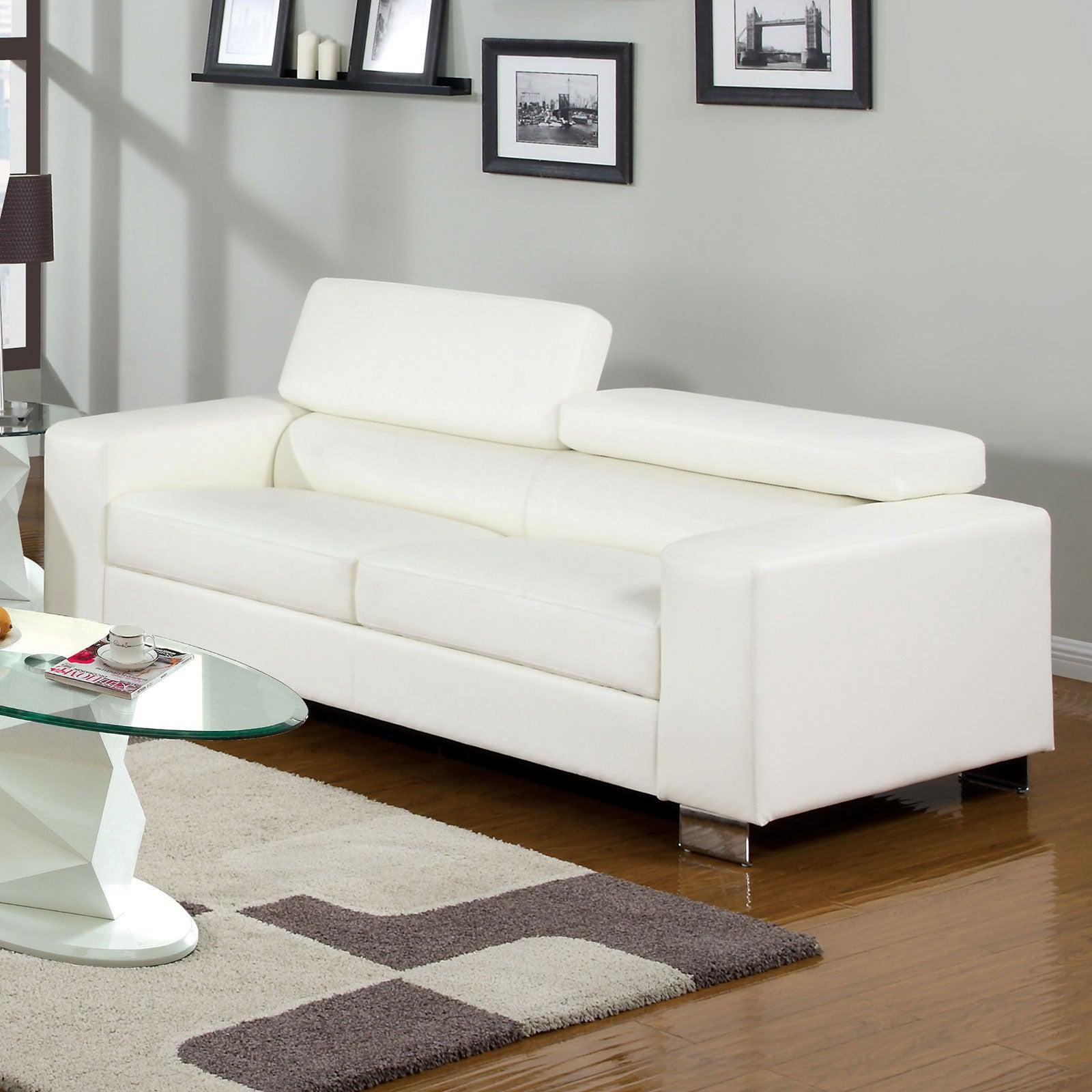 Contemporary Sofa MAKRI CM6336WH-S CM6336WH-S in White Bonded Leather