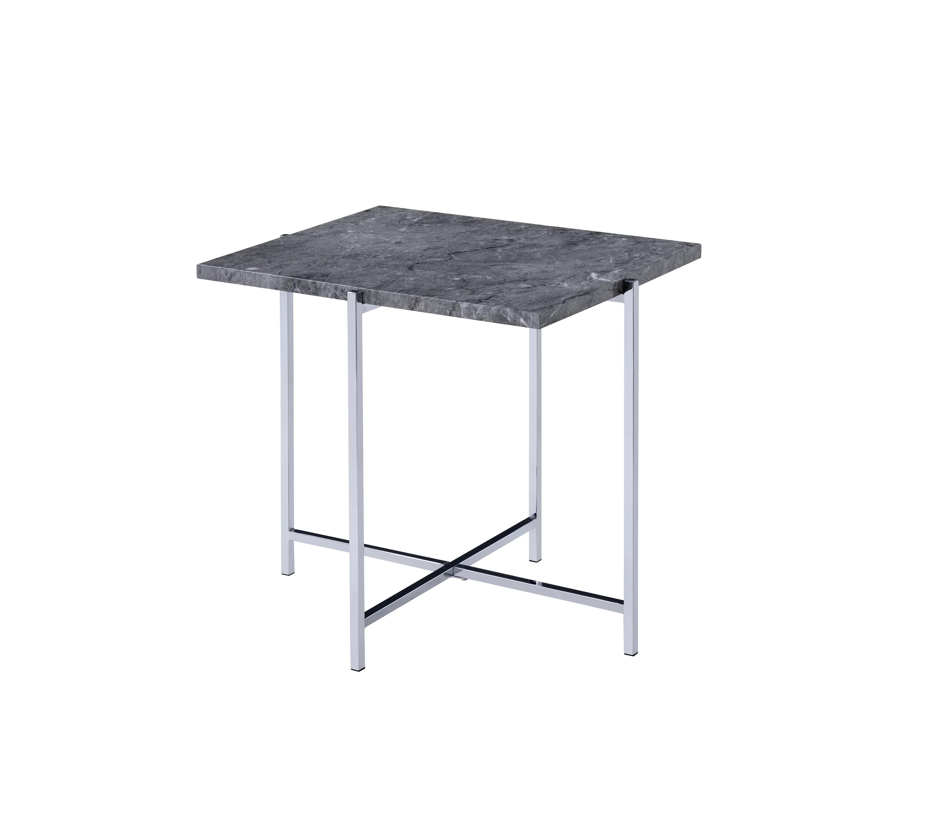 Contemporary End Table Adelae 83937 in Chrome 