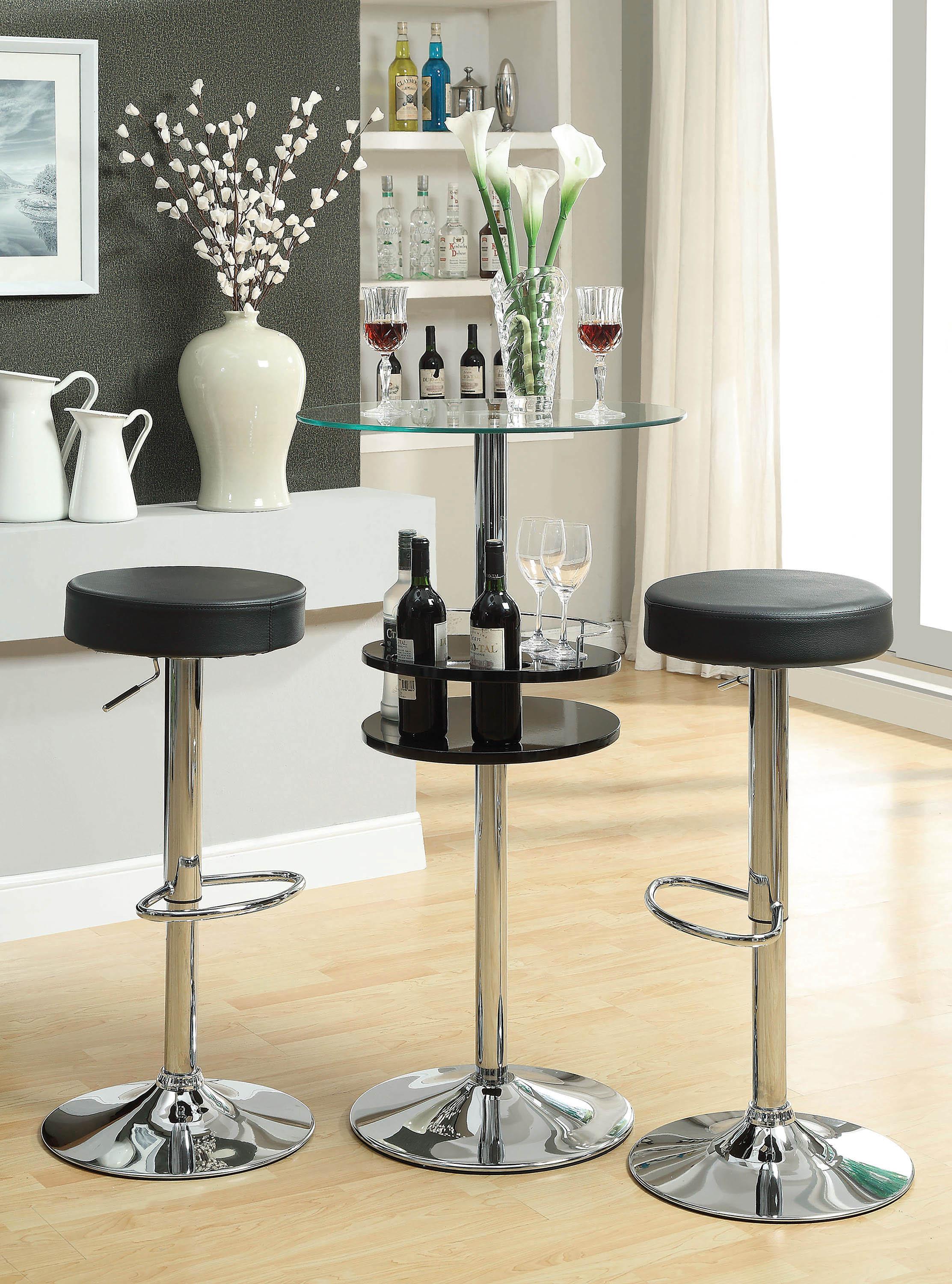 

    
Contemporary Glossy Black Wood & Tempered Glass Bar Table Coaster 120715
