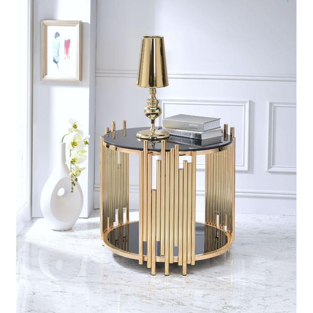

    
 Order  Contemporary Gold & Black Glass Coffee Table + 2 End Tables by Acme Tanquin 84490-3pcs
