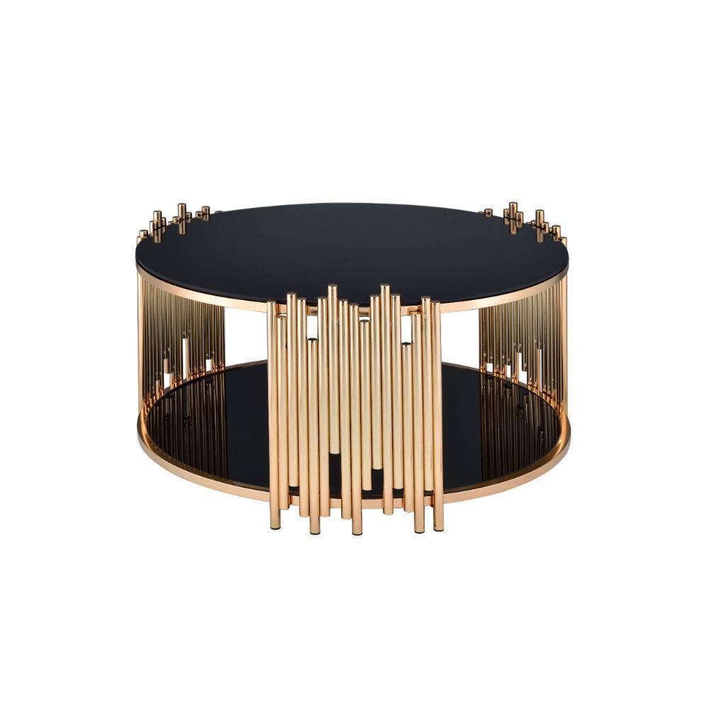 Contemporary Coffee Table Tanquin 84490 in Gold, Black 