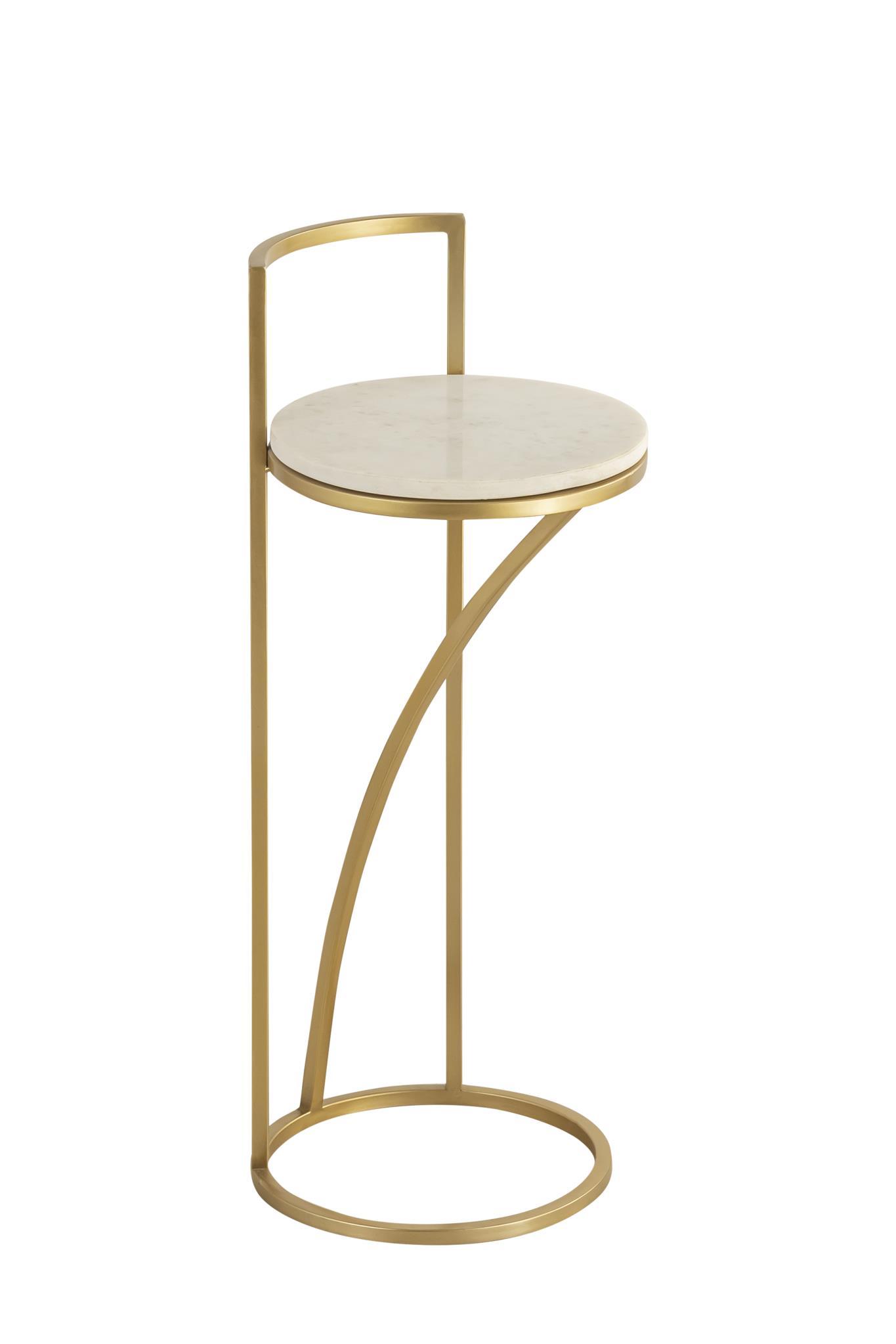 

    
718852653144 Contemporary Gold/White Metal Drink Table Albany Living 4156
