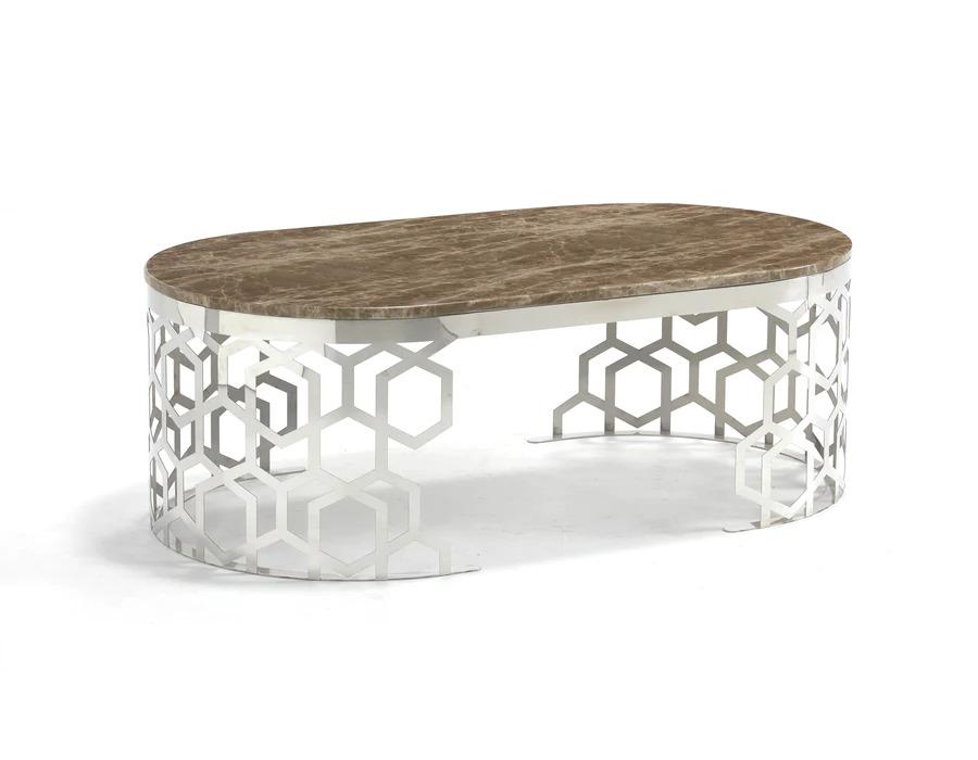 Contemporary Coffe Table T1019 Coffee Table T1019-C T1019-C in Chrome, Gray 