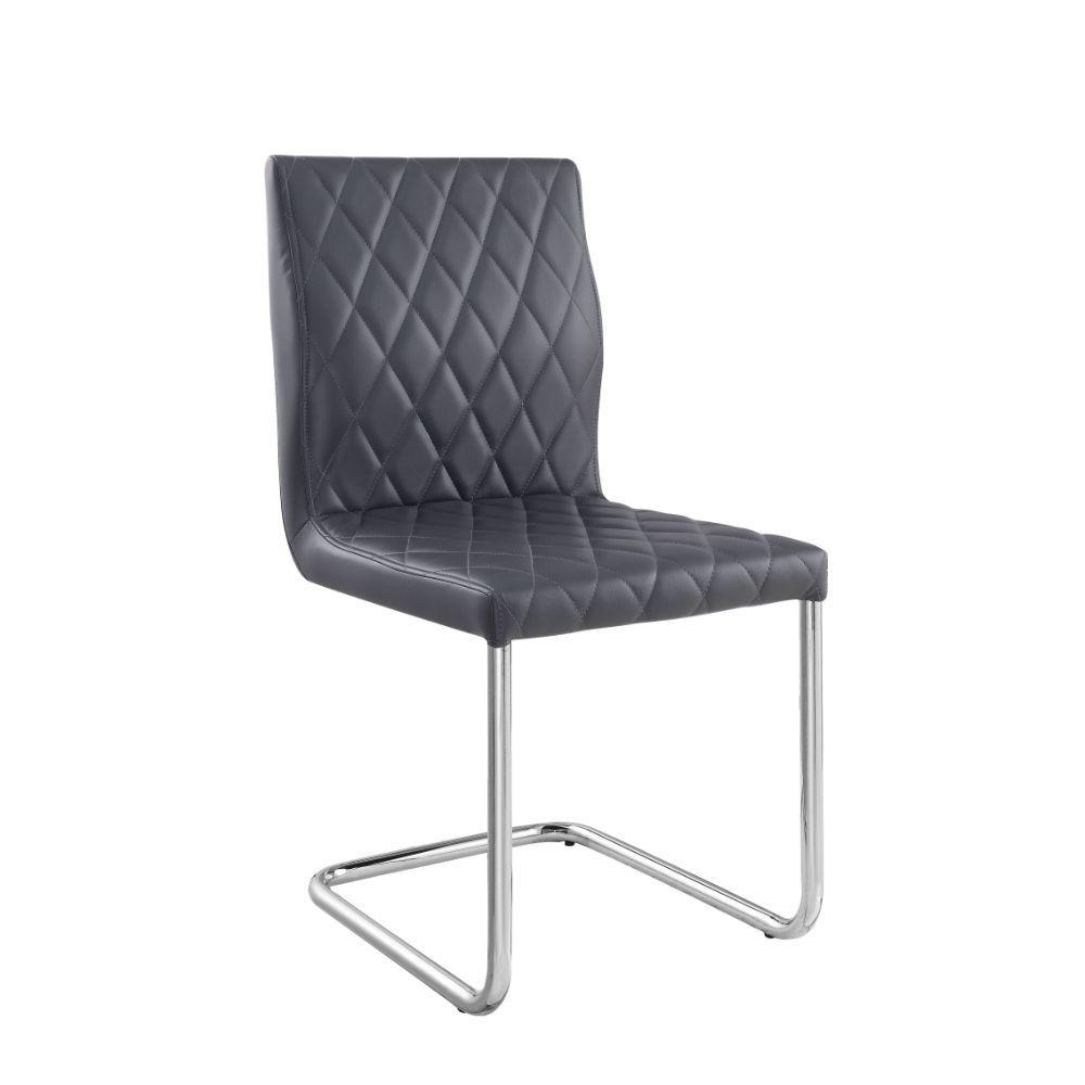 Contemporary, Modern Dining Chair Set Ansonia 77832-2pcs in Gray PU