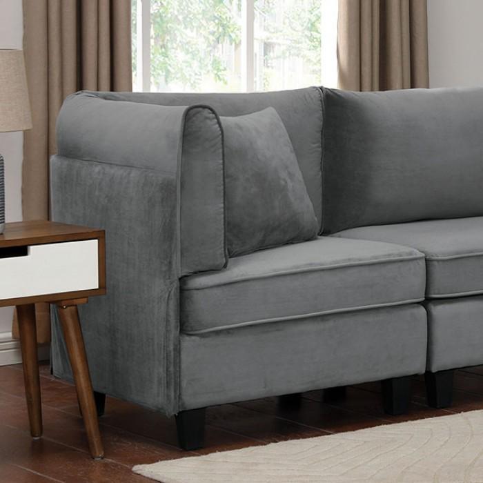 

    
Contemporary Gray Flannelette Corner Chair Furniture of America CM6499-CNR Sandrine
