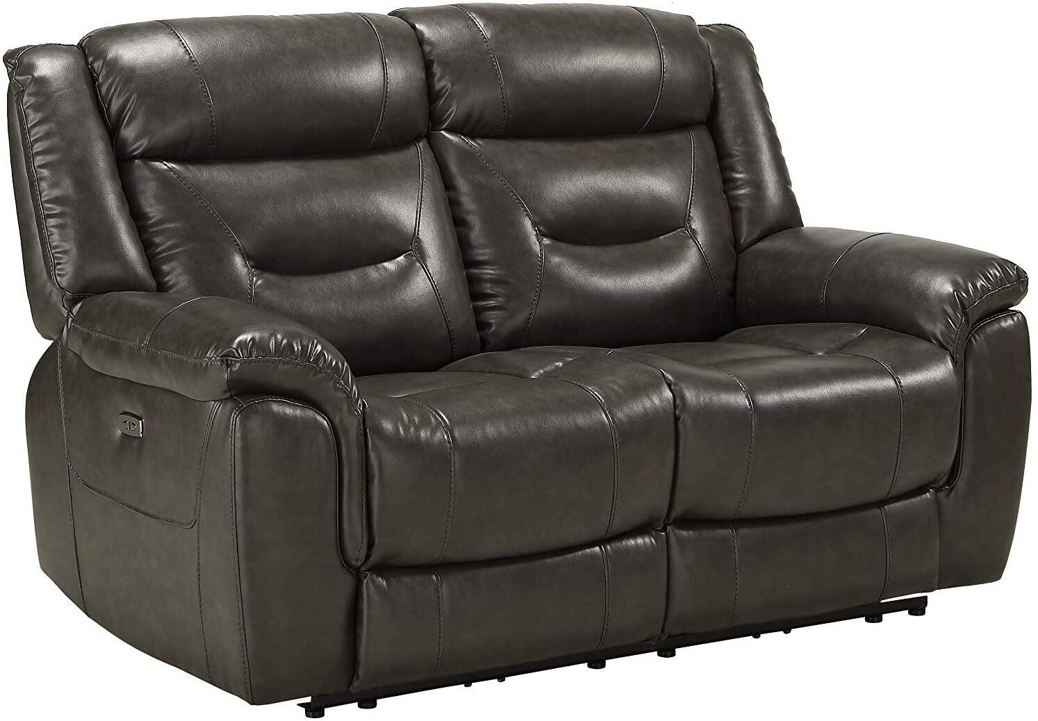 

                    
Acme Furniture Imogen Power Sofa Loveseat and Recliner Gray Leather-Aire Purchase 
