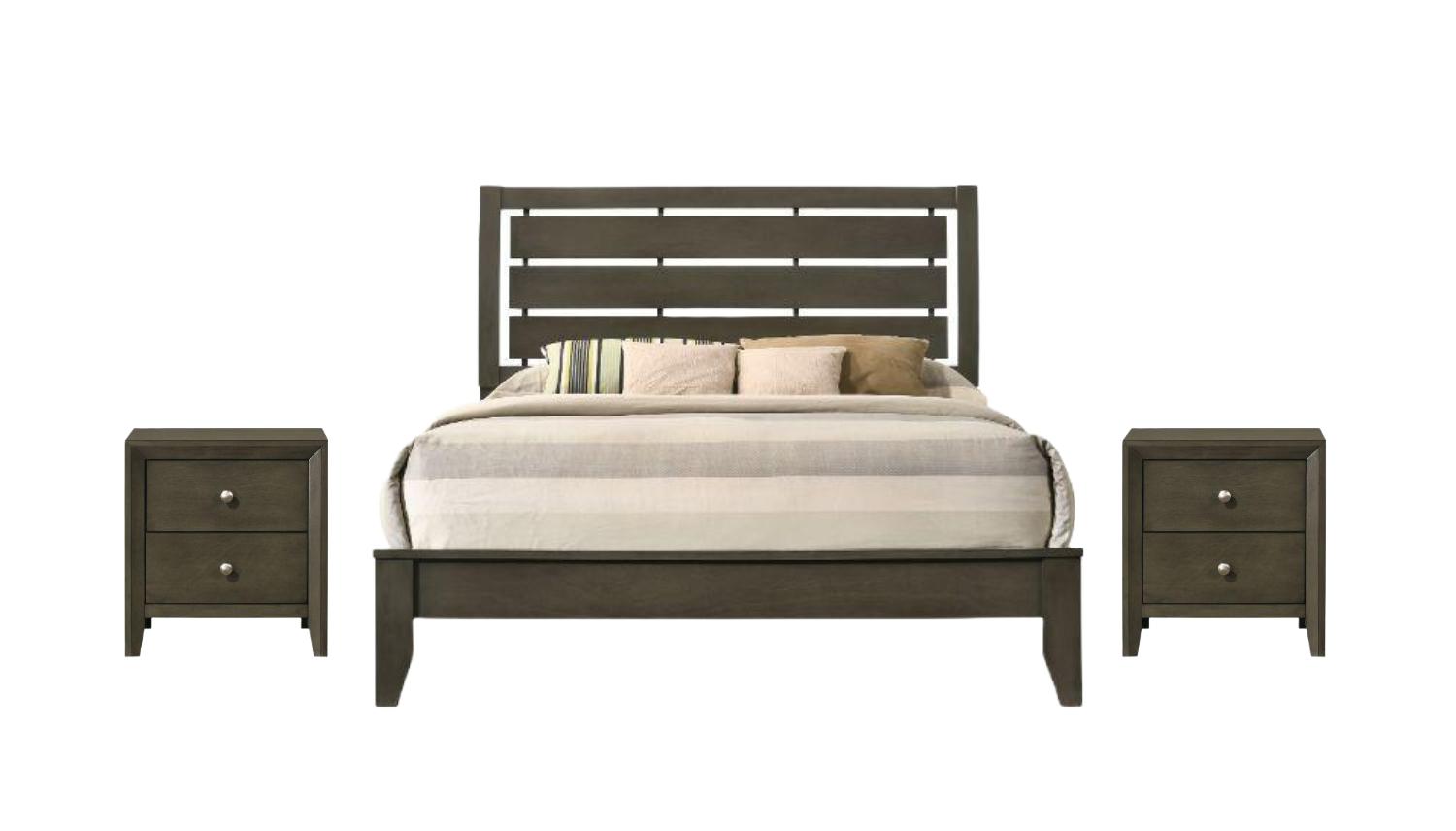 Contemporary Bedroom Set Ilana 28470Q-3pcs in Dark Gray 