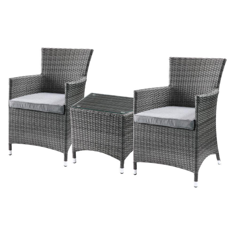 

    
Contemporary Gray Resin Wicker Outdoor Bistro Set 3PCS Acme Furniture Tashelle 45005-3PCS
