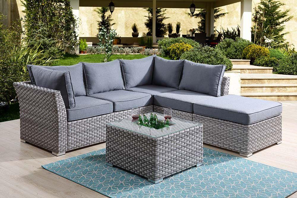 Contemporary Patio Sectional Set Laurance Patio Sectional Set 5PCS OT01092-PS-5PCS OT01092-PS-5PCS in Gray Fabric