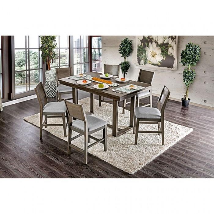 Contemporary Counter Height Dining Set Anton Counter Height Dining Room Set 7PCS CM3986PT-7PCS CM3986PT-7PCS in Light Gray, Gray Fabric
