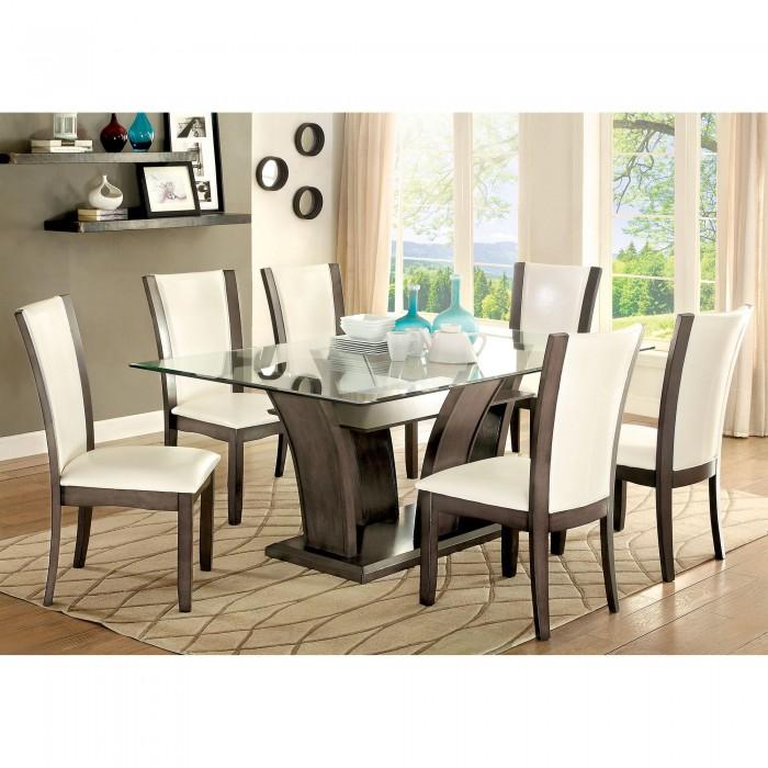 Contemporary Dining Room Set CM3710GY-T-Set-5 Manhattan CM3710GY-T-5PC in Gray Leatherette