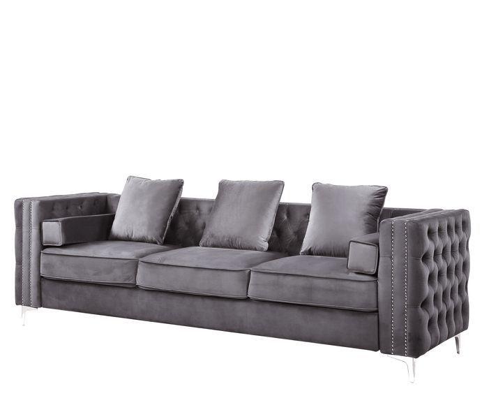 Contemporary Sofa Bovasis LV00368 in Gray Velvet