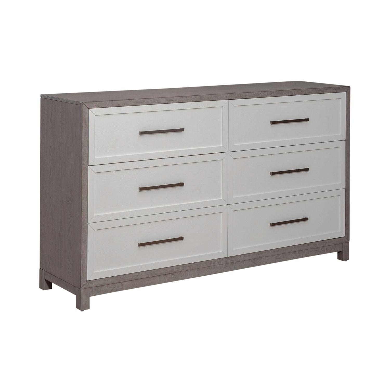 Contemporary Double Dresser Palmetto Heights (499-BR) 499-BR31 in White, Gray 