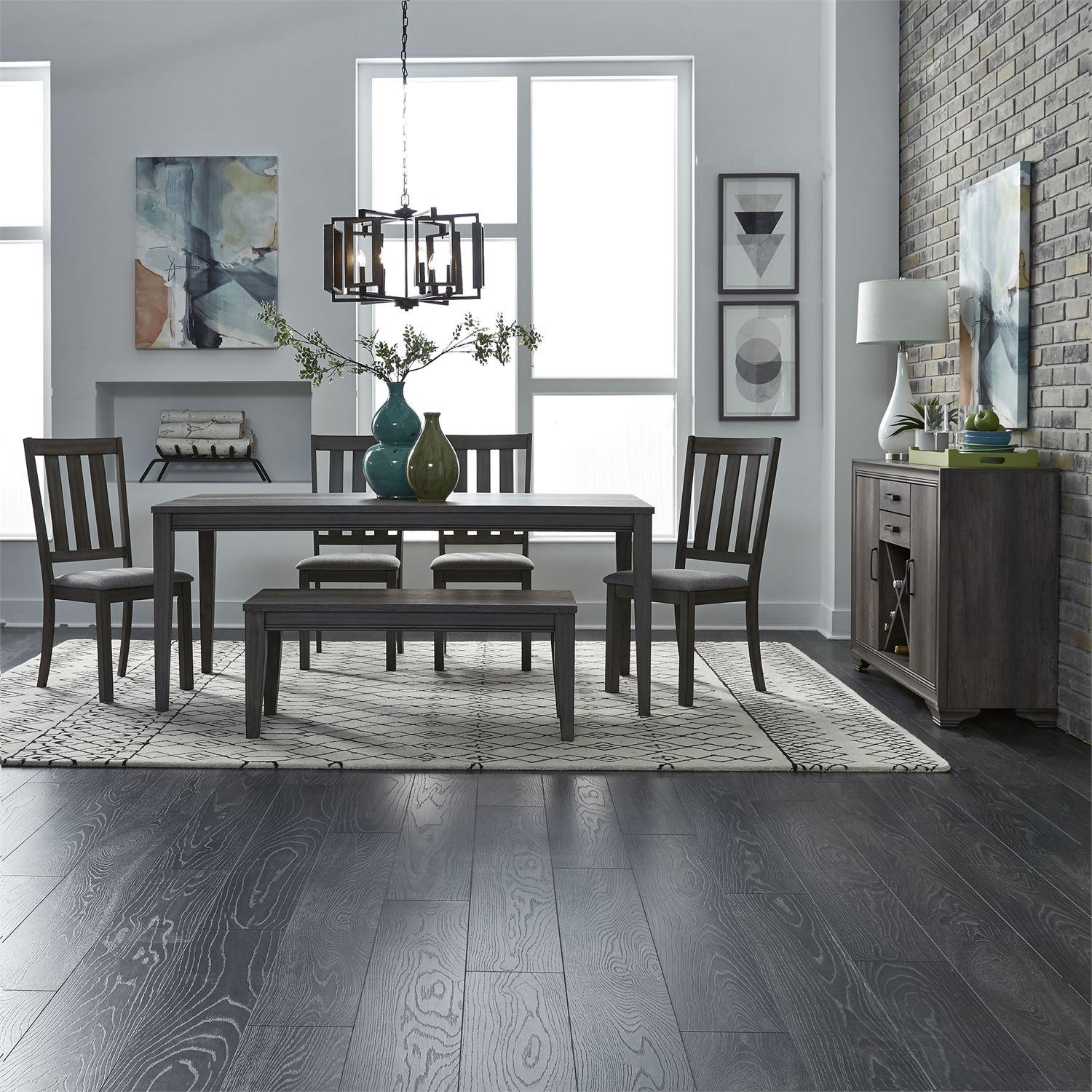 Contemporary Dining Room Set Tanners Creek  (686-CD) Dining Room Set 686-CD-6RTS in Gray Fabric