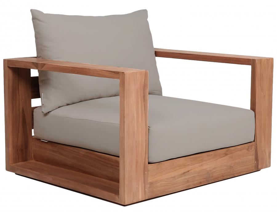 

    
Contemporary Gray Wood Fabric Patio Chair Meridian Furniture Tulum 353Grey-C
