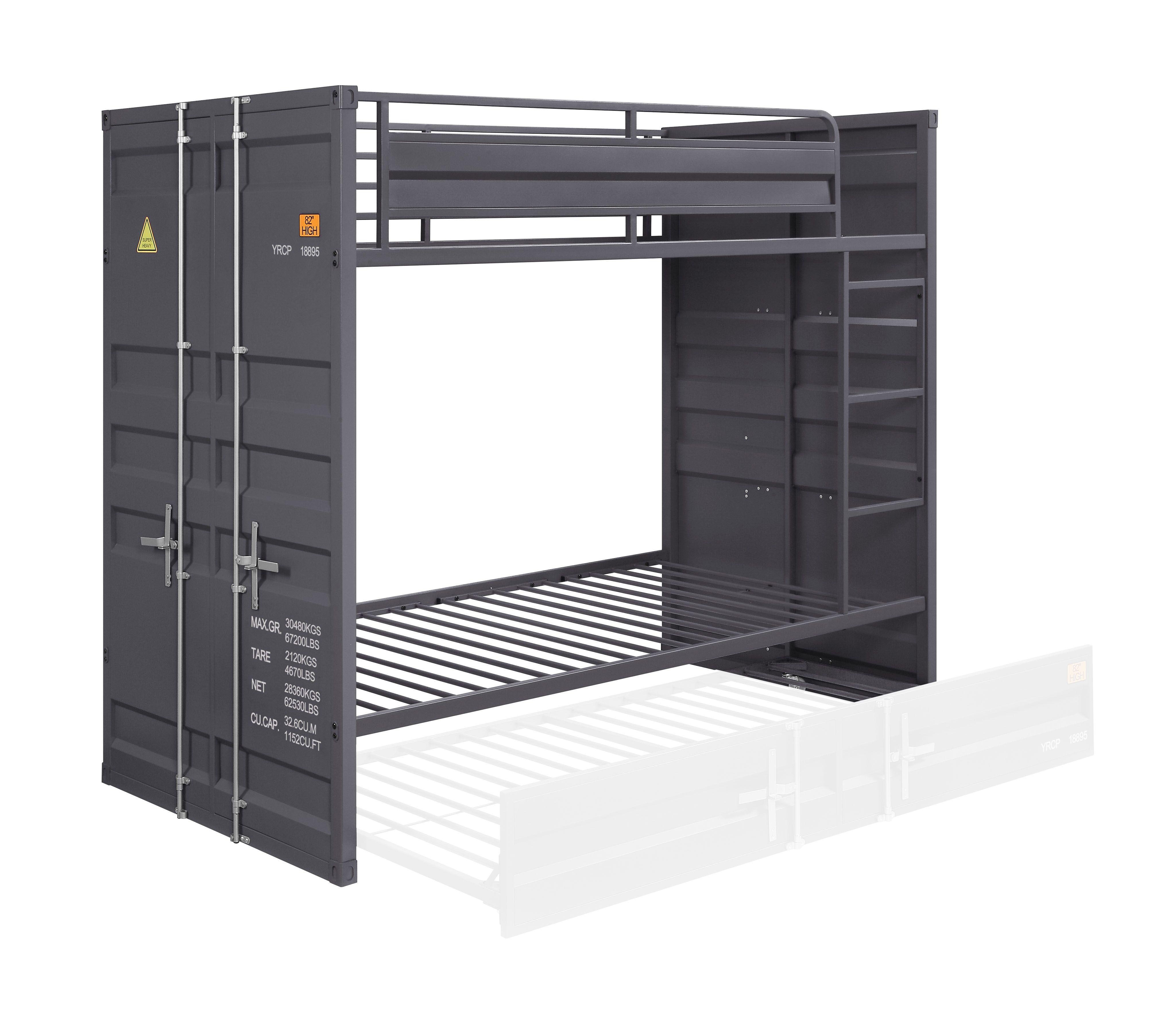

    
Contemporary Gunmetal Twin Bunk Bed by Acme Cargo 37890
