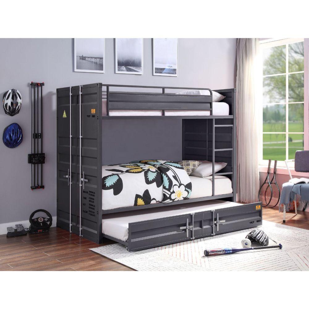 

    
Contemporary Gunmetal Twin Bunk Bed by Acme Cargo 37890
