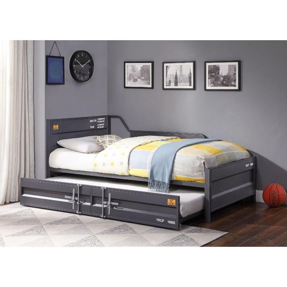 

    
Acme Furniture Cargo Twin Size Bed w/Trundle Gunmetal 39885

