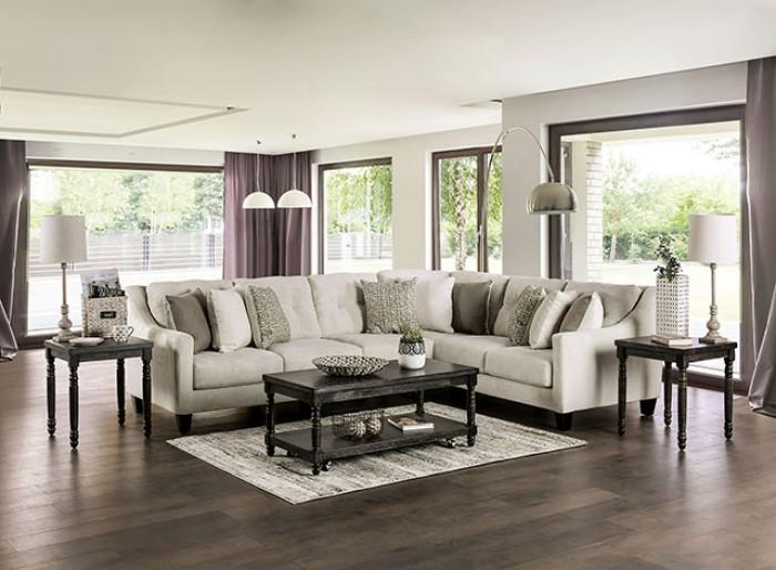 Contemporary Sectional SM7772 Waldport SM7772 in Ivory Chenille