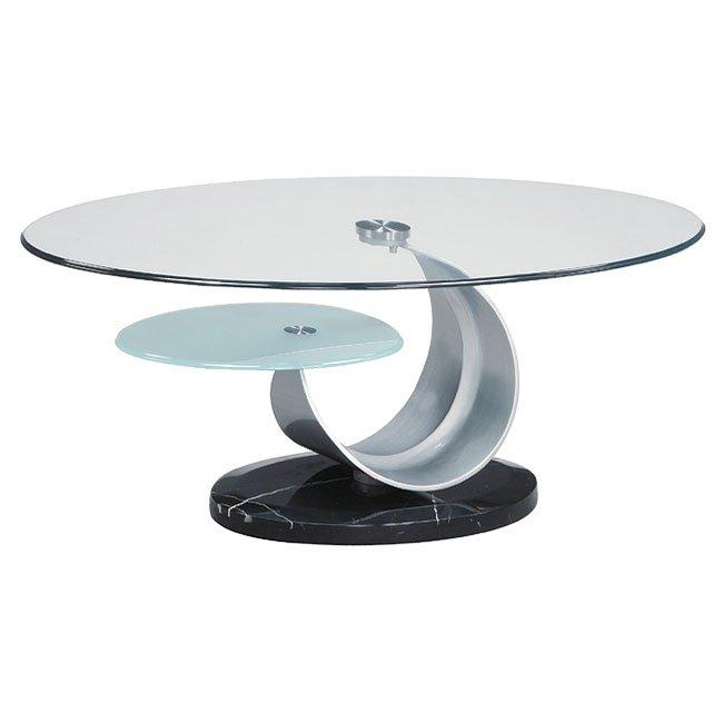 Contemporary, Modern Coffee Table T161C T161C in Chrome, Clear, Black Glass Top