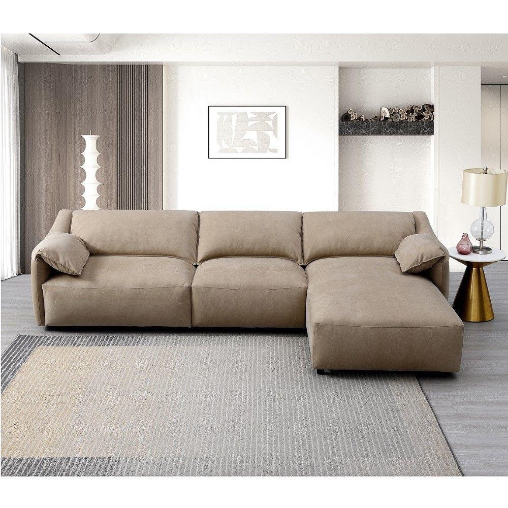 Contemporary Sectional Sofa Veata Sectional Sofa LV03090 LV03090 in Light Brown Velvet