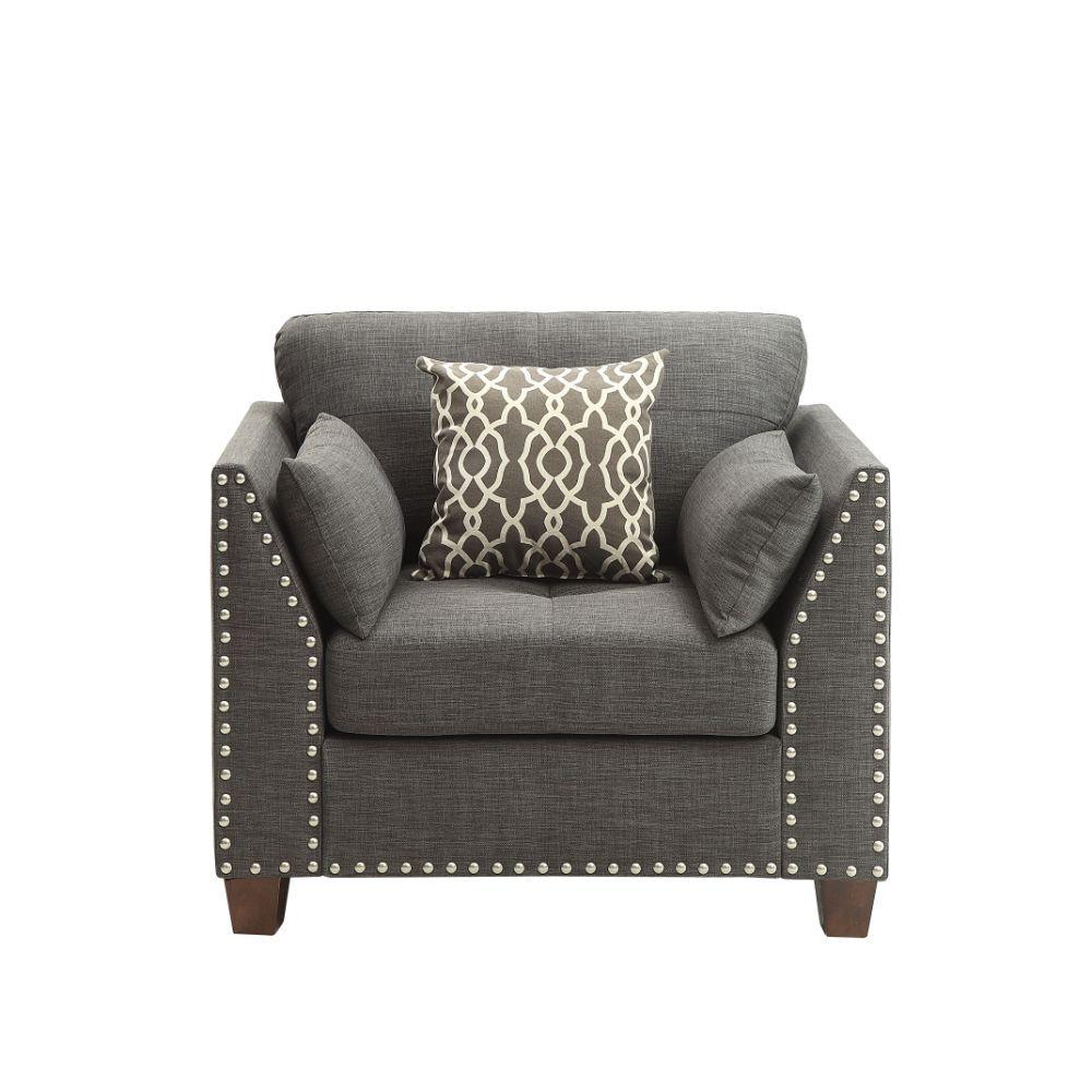 Contemporary, Classic, Simple Chair Laurissa 52407 in Charcoal Linen