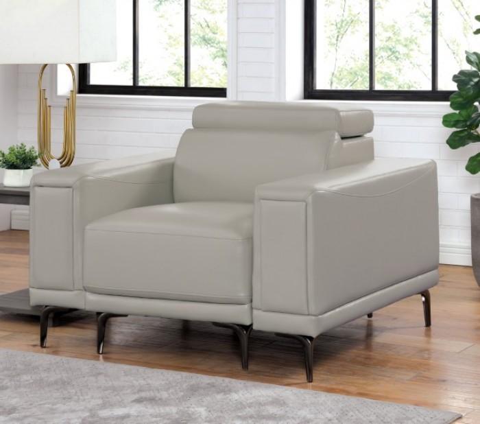 Contemporary Chair Brekstad Sectional Chair FOA6476LG-CH-C FOA6476LG-CH-C in Light Gray Leatherette