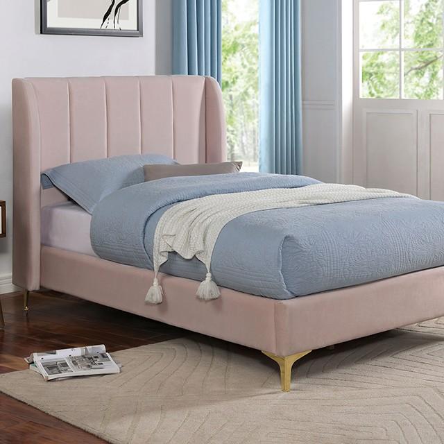 Contemporary Platform Bed CM7459PK-T Pearl CM7459PK-T in Pink 