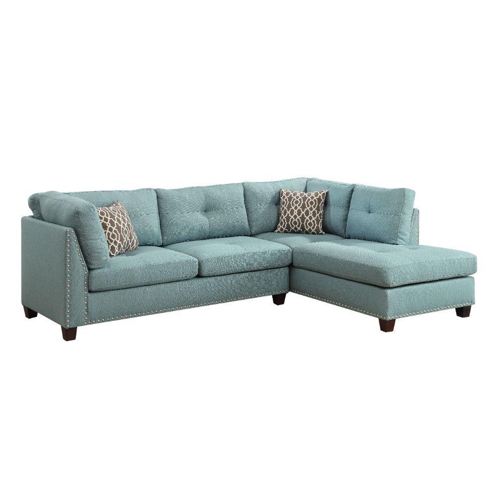 

    
Acme Furniture Laurissa Sectional Sofa and Ottoman Teal 54390-3pcs
