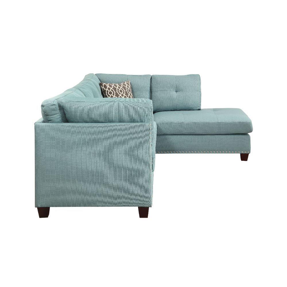 

    
Contemporary Light Teal Linen LF Chaise Sectional Sofa & Ottoman by Acme Laurissa 54390-3pcs
