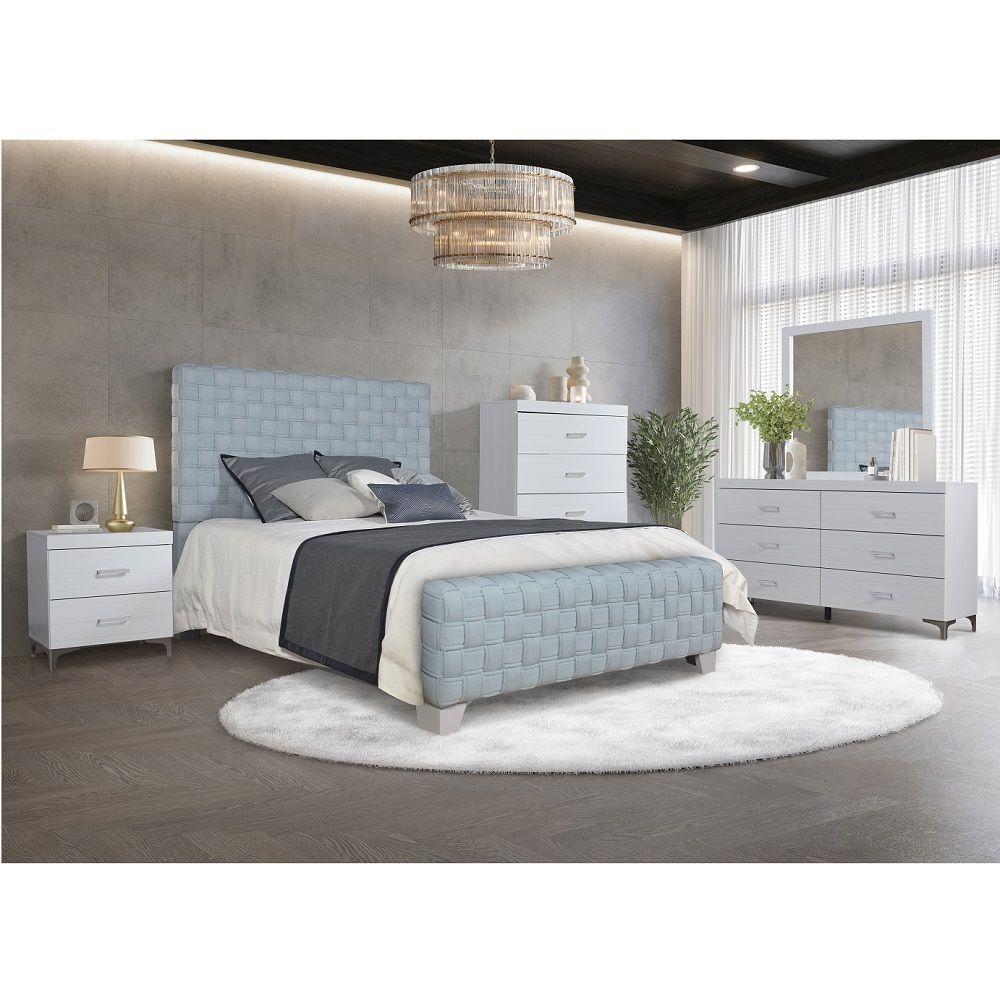 Contemporary Platform Bedroom Set Saree King Platform Bedroom Set 3PCS BD02352EK-EK-3PCS BD02352EK-EK-3PCS in White, Teal, Gray Chenille