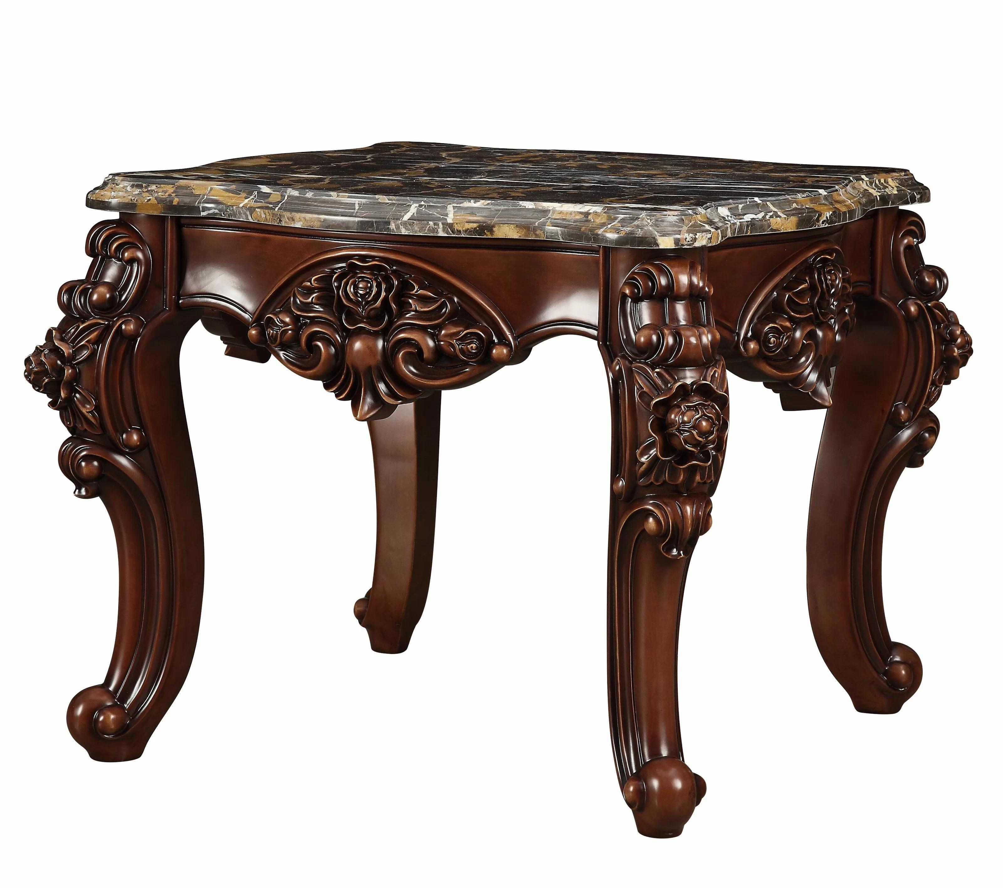 

    
Contemporary Marble & Walnut End Table by Acme Forsythia 83072

