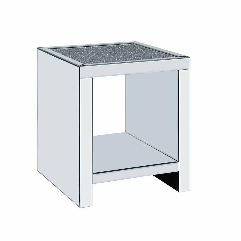 Contemporary End Table Malish 83582 in Mirrored 