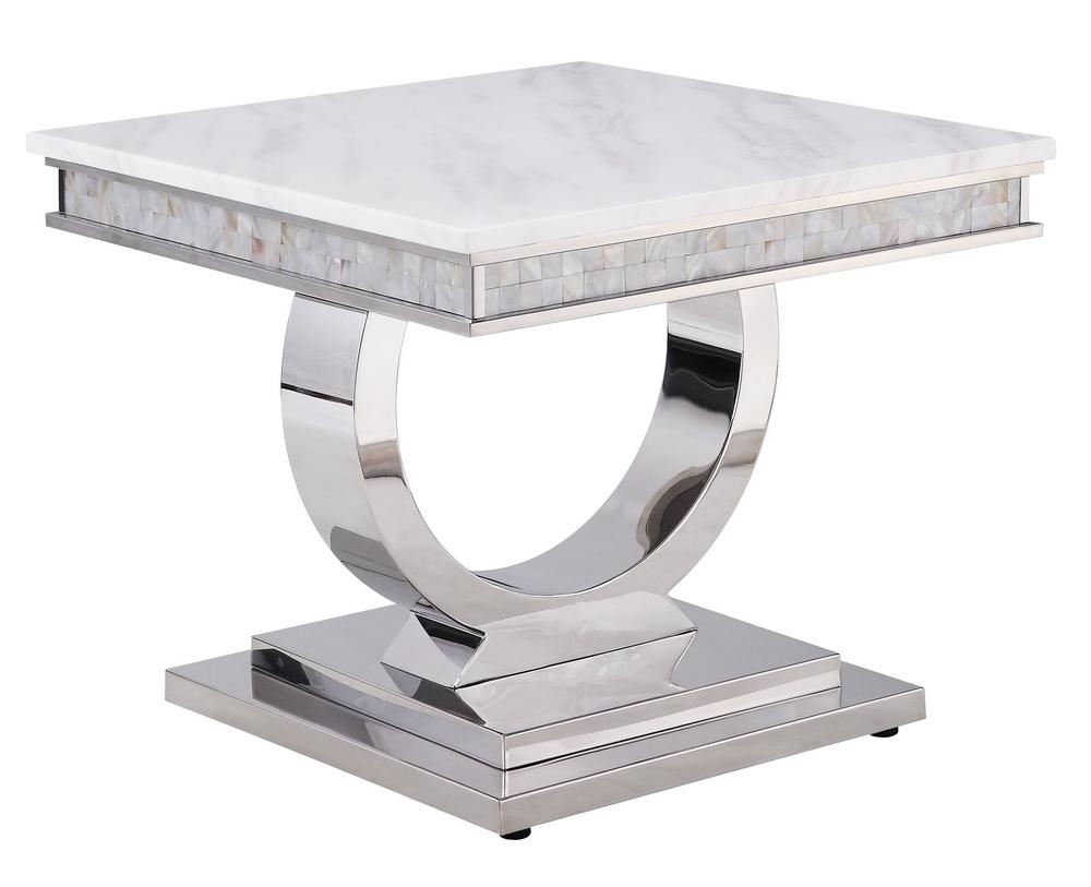 Contemporary End Table Zander 87363 in Mirrored 