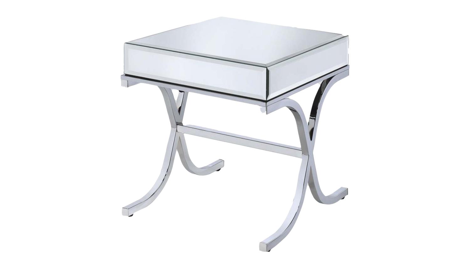 Contemporary End Table Yuri 81197 in Mirrored 