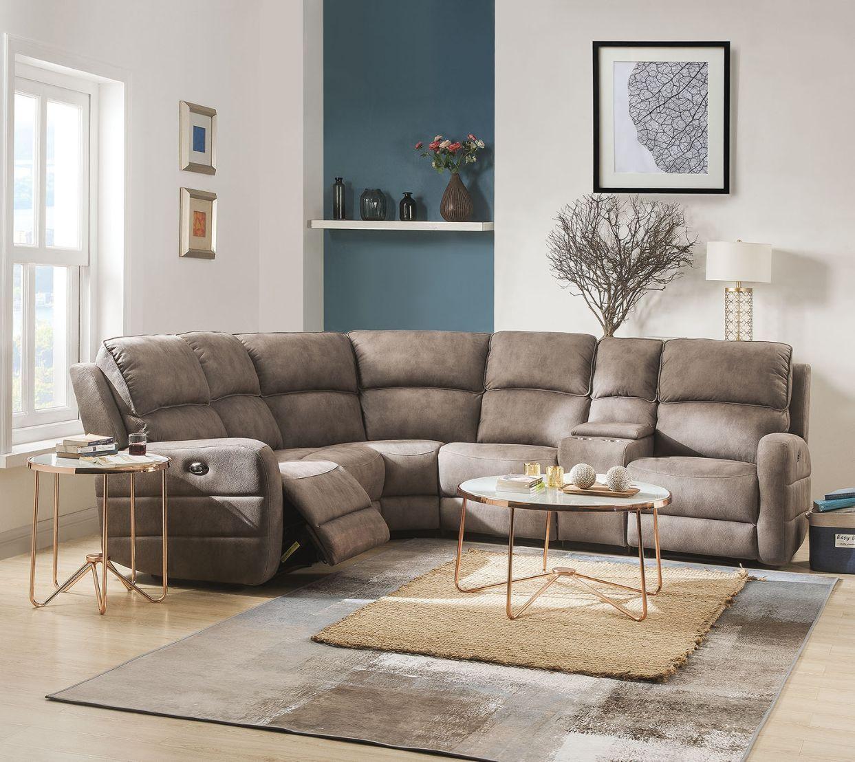 

    
Contemporary Mocha Nubuck Sectional Sofa by Acme Olwen 54590-3pcs
