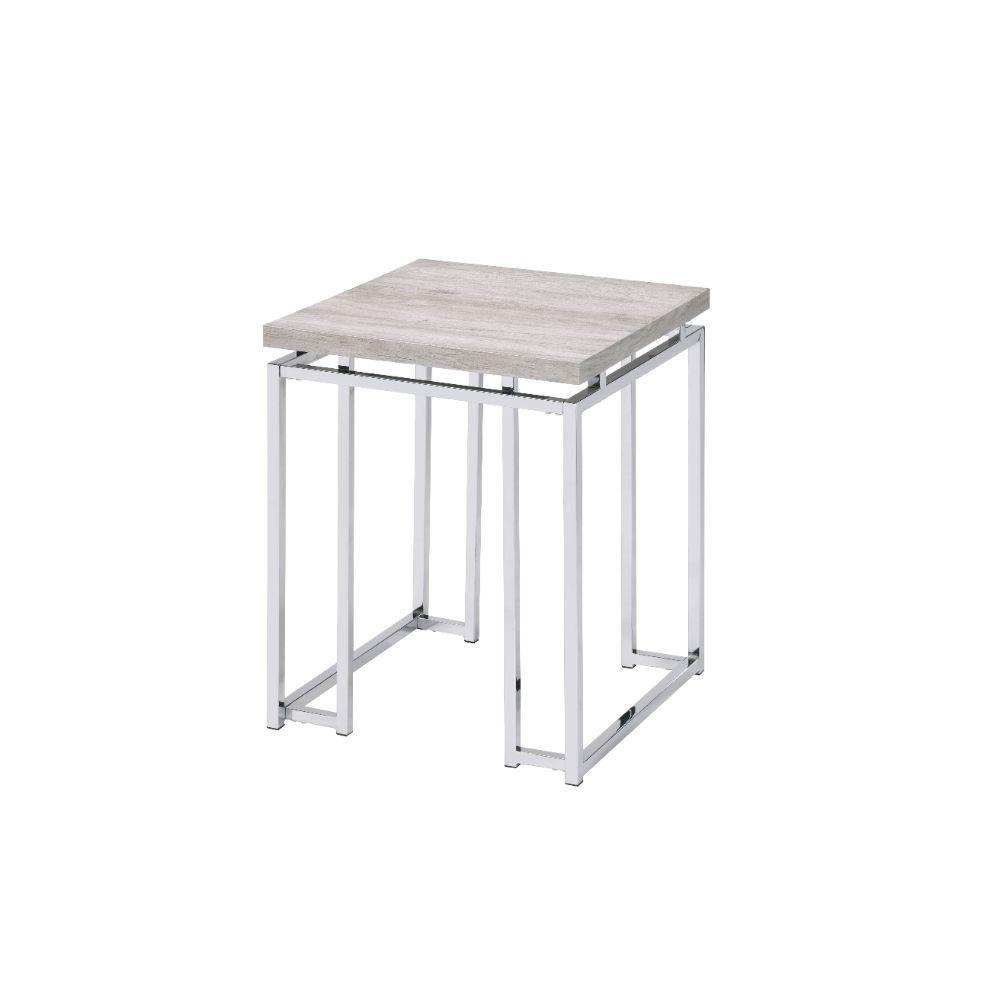 Contemporary End Table Chafik 85372 in Wash Oak 