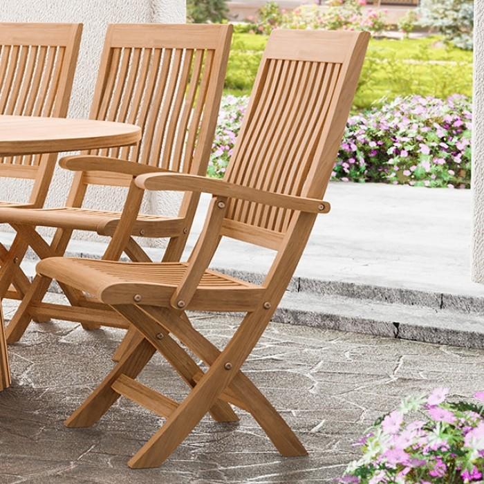 

    
Contemporary Natural Teak Wood Outdoor Folding Arm Chair Set 2PCS Furniture of America Nusa GM-2037-2PCS
