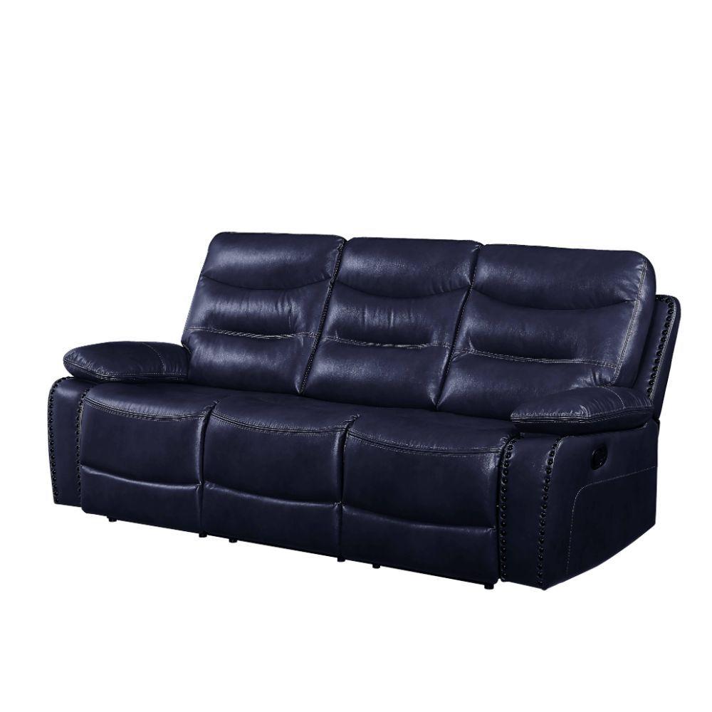 

    
Contemporary Navy Leather Motion Sofa w/ Console by Acme Aashi 55370
