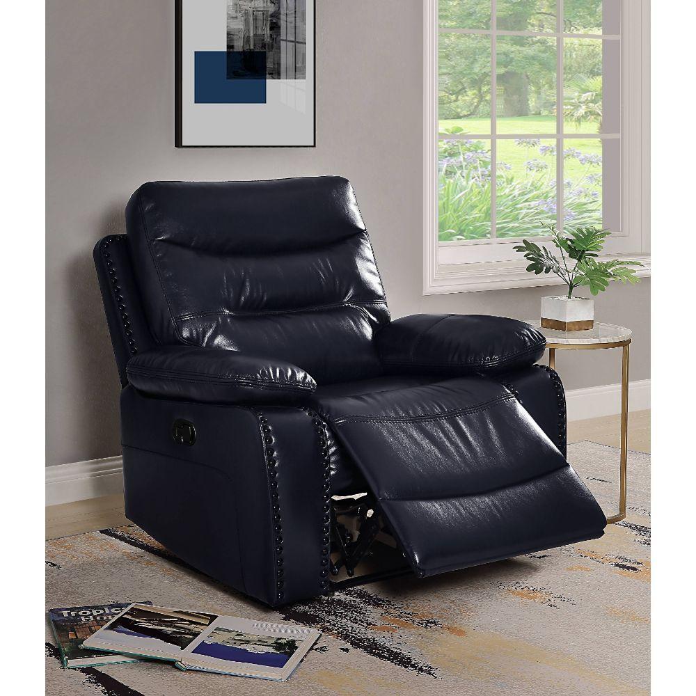 

    
55373 Contemporary Navy Leather Power Motion Recliner w/ Console by Acme Aashi 55373
