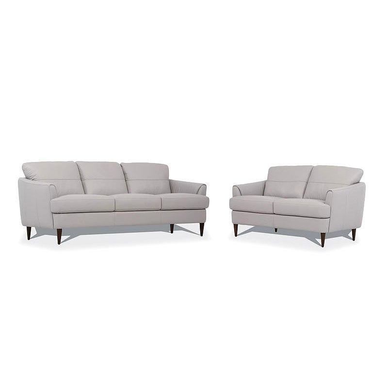 Contemporary Sofa and Loveseat Set Helena 54575-2pcs in Pearl Leather