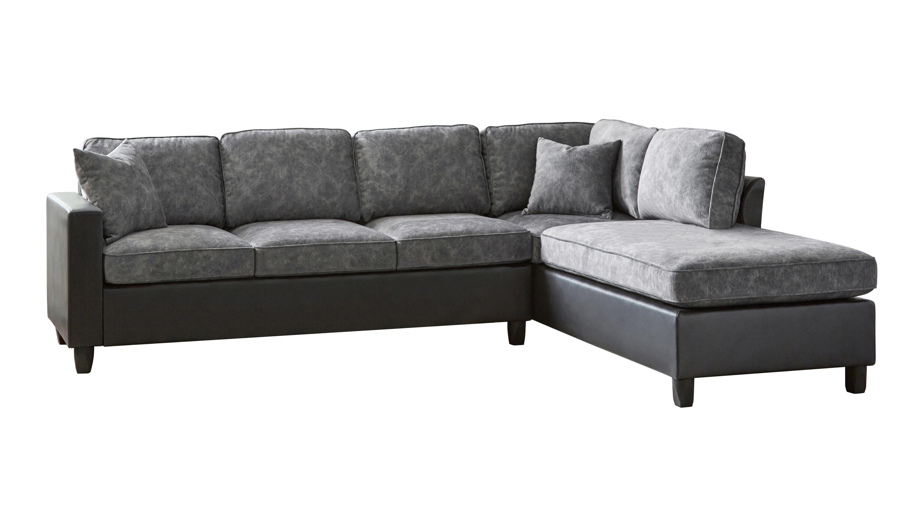 Contemporary Sectional 552040 Vinny 552040 in Pewter Leatherette