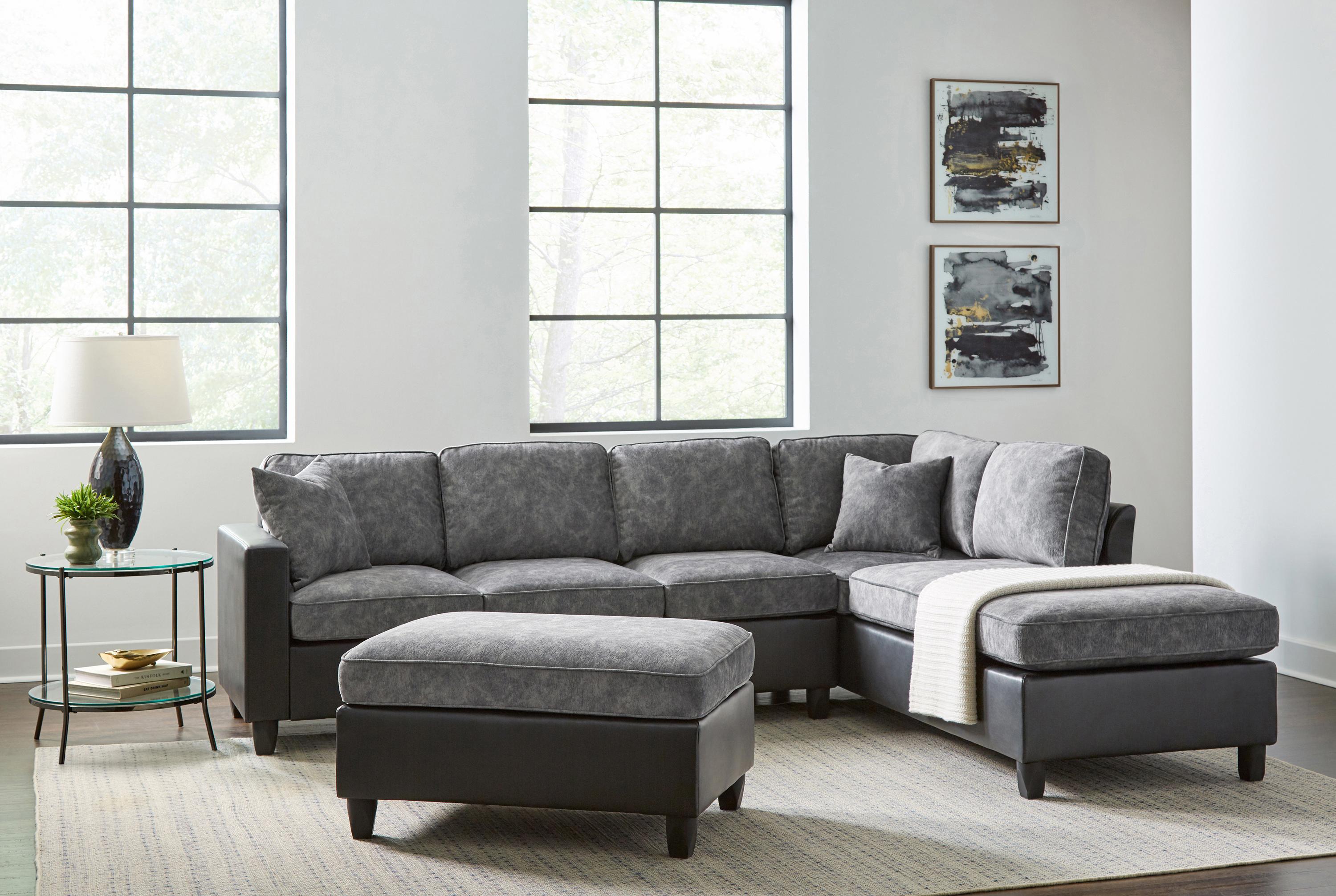 Contemporary Sectional Set 552040-S2 Vinny 552040-S2 in Pewter Leatherette