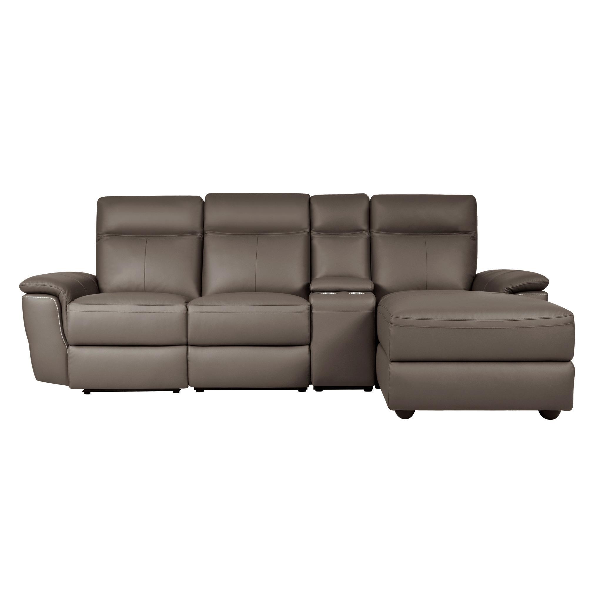 

    
Contemporary Raisin Leather 4-Piece RSF Power Reclining Sectional Homelegance 8308*4LC5R Olympia
