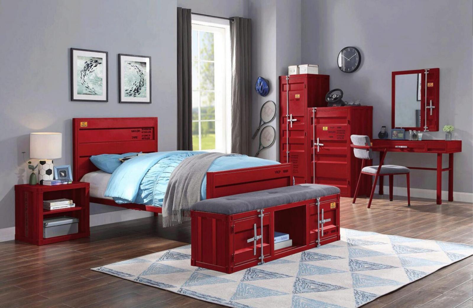 

    
Contemporary Red Full 4pcs Bedroom Set by Acme Cargo 35945F-4pcs
