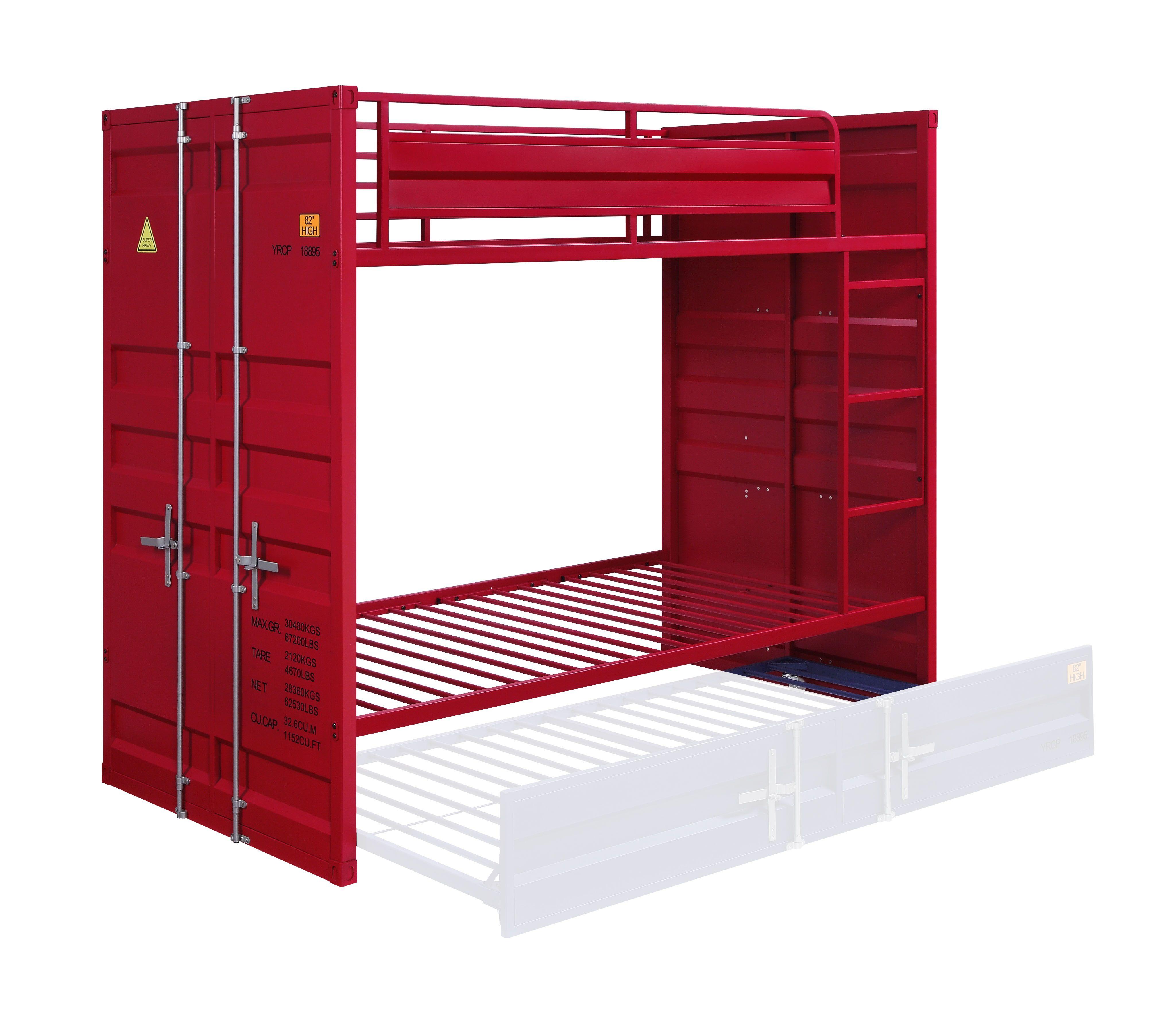 

    
Contemporary Red Twin Bunk Bed by Acme Cargo 37910
