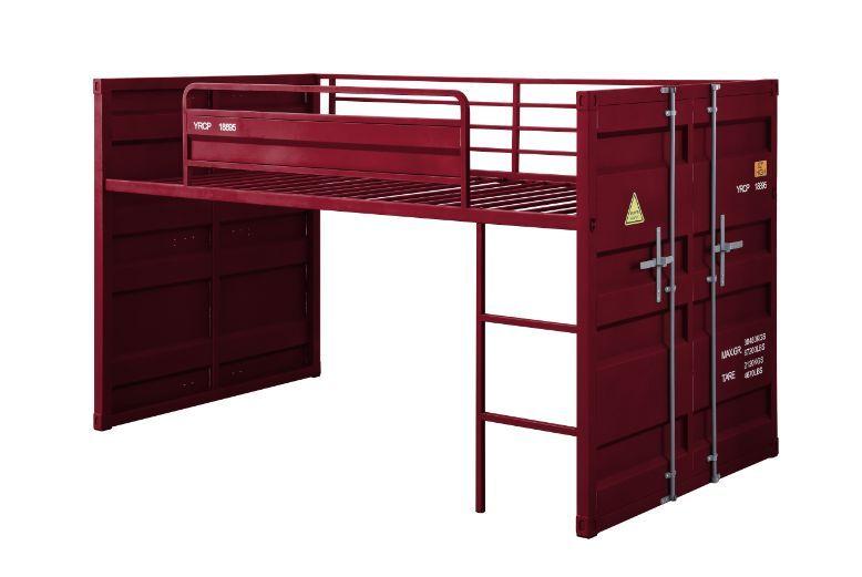 Contemporary Twin Loft Bed Cargo 38300 in Red 