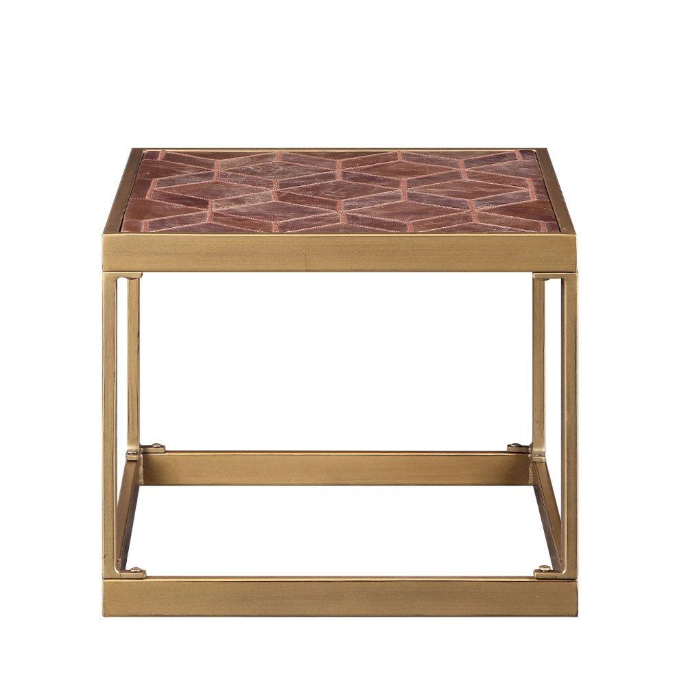 

    
Contemporary Retro Brown & Leather End Table by Acme Genevieve 82312
